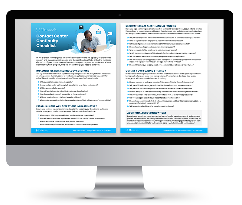 Contact Center Continuity Checklist